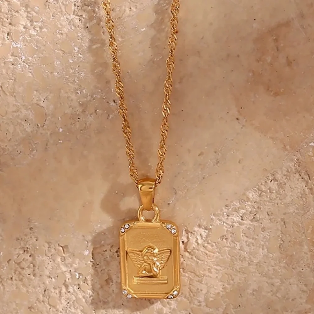 NEW 18K GOLD ANGEL PENDANT DIAMOND NECKLACE, NICE NECKLACE, CUTE NECKLACE - Picture 2 of 5